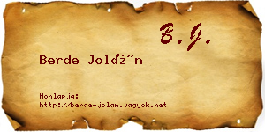 Berde Jolán névjegykártya