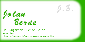 jolan berde business card