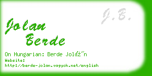 jolan berde business card